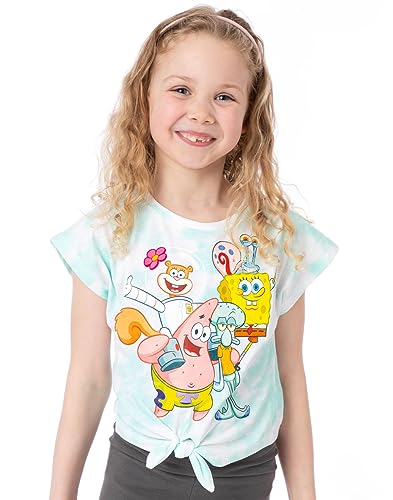 SPONGEBOB SQUAREPANTS Krawatte Dye T-Shirt Girls Kinder Front Biege Blue Top von SPONGEBOB SQUAREPANTS