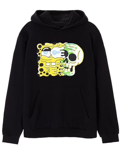 Spongebob Schwammkopf Herren Kapuzenpullover Schwarz | Kreatives Cartoon-Grafik-Sweatshirt | Warmer Kapuzenpullover für Spongebob-Fans | Perfektes Merchandise-Geschenk für Ihn von SPONGEBOB SQUAREPANTS