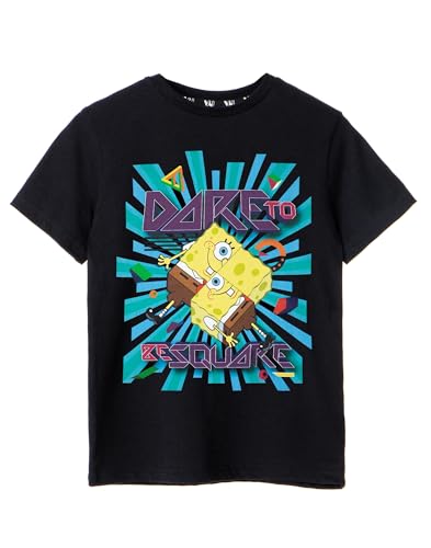 Spongebob Schwammkopf Jungen Schwarzes Kurzarm-T-Shirt | MIAU... Gary - EIN Cooles T-Shirt für kleine Spongebob-Fans | Abenteuer mit der Schnecke Gary - 7-8 Jahre von SPONGEBOB SQUAREPANTS