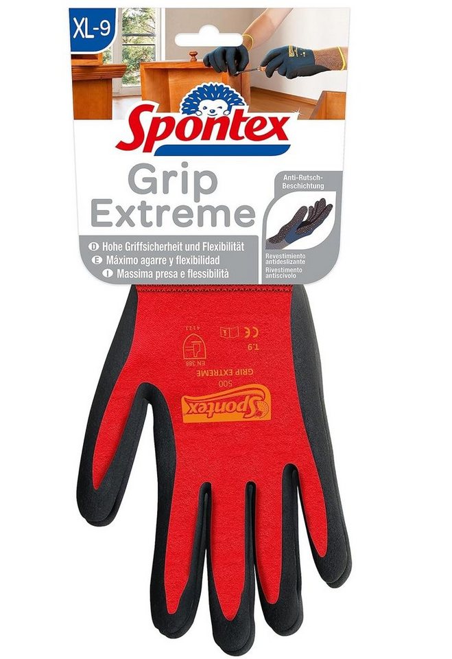 SPONTEX Arbeitshandschuhe Grip Extreme Arbeitshandschuhe Größe XL Farbe nicht frei wählbar (1-St) von SPONTEX