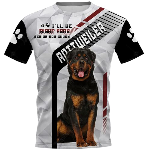 SPONYBORTY 3D Rottweiler Hund Tiere T-Shirts Männer Frauen Casual Lustige Kurzarm Fitness Sportswear Casual Pullover Mode / A1 / XL von SPONYBORTY