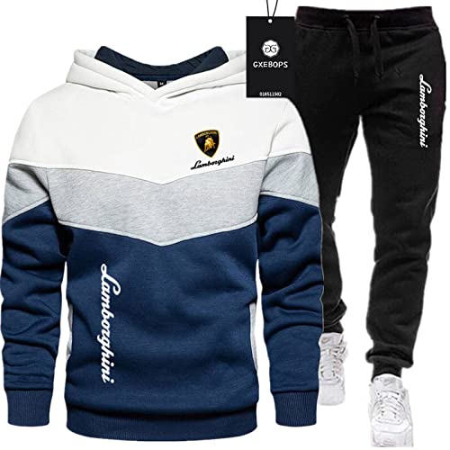 SPONYBORTY Herren-Sportanzug Pullover + Hose zweiteilig Lambo.RGhi.ni dreifarbige Nähte plus Samtverdickung Jogginganzug Kapuzen-Sweatshirt Sportswear basketball/B/S von SPONYBORTY