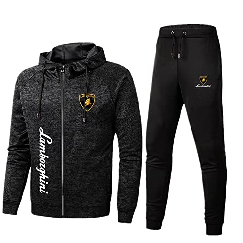 SPONYBORTY Herren Sportswear Suit Lambo.RGhi.ni Logo Kapuzenjacke und Sporthose, Outdoor Casual Zip Jogginganzug Cardigan Trainingsanzug Kleidung/D / 3XL von SPONYBORTY