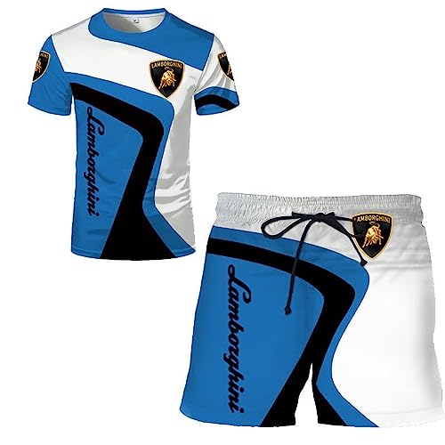SPONYBORTY Herren-T-Shirt-Shorts-Trainingsanzug-Set Lambo.RGhi.ni 3D-Druck Zweiteiliges Set Kurzarm-T-Shirt-Hosen-Trainingsanzug jungen/C/XXL von SPONYBORTY
