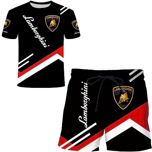 SPONYBORTY Herren-T-Shirt-Shorts-Trainingsanzug-Set Lambo.RGhi.ni 3D-Druck Zweiteiliges Set Kurzarm-T-Shirt-Hosen-Trainingsanzug jungen/D/XXL von SPONYBORTY