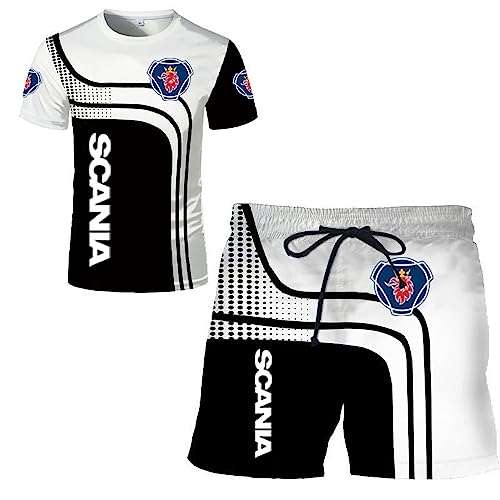 SPONYBORTY Herren-T-Shirt-Shorts-Trainingsanzug-Set SCA-Nia 3D-Druck Zweiteiliges Set Kurzarm-T-Shirt-Hosen-Trainingsanzug Kleidung/A/M von SPONYBORTY