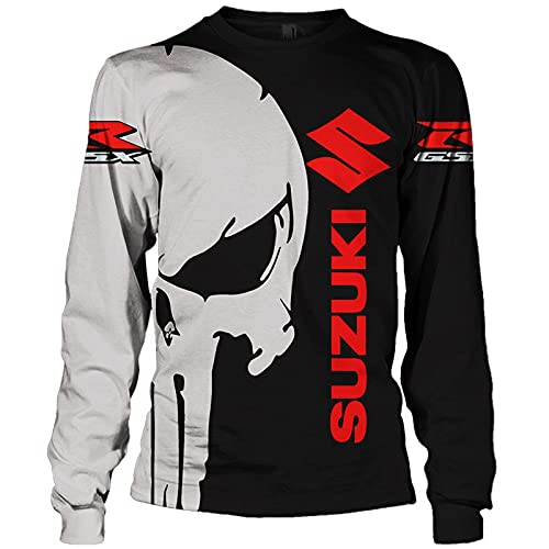 SPONYBORTY Hoodies,Jacken,T-Shirt Su-Zuki Punisher 3D Voll Drucken Dünn Herren & Damen Beiläufig Polyester Sweatshirt Draussen / C1 / 5XL von SPONYBORTY