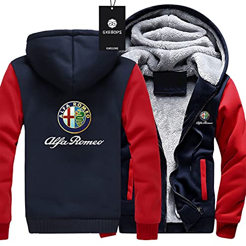 SPONYBORTY Thicken Velvet Hoodie Alfa-RoMeo Printing Cardigan Warme Jacke Männer Frau Casual Sweatshirt Winddichte Daunenjacken Baumwolle/D/L von SPONYBORTY