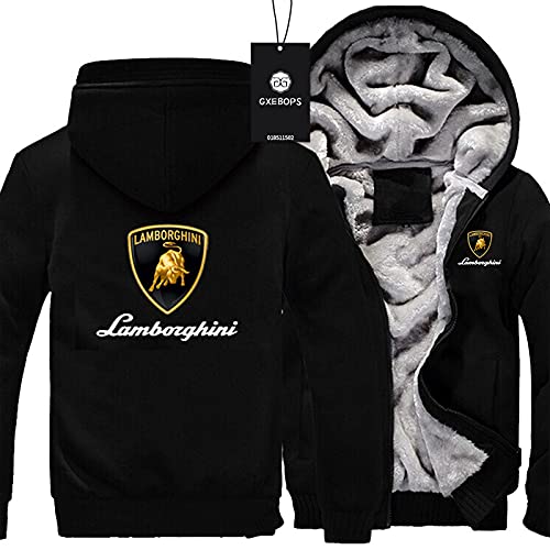 SPONYBORTY Thicken Velvet Hoodie Lambo.RGhi.ni Printing Cardigan Warme Jacke Männer Frau Casual Sweatshirt Winddichte Daunenjacken Baumwolle/A/L von SPONYBORTY