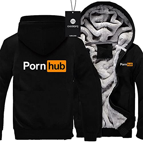 SPONYBORTY Thicken Velvet Hoodie PO.RN_HUB LOGO Printing Cardigan Warme Jacke Männer Frau Casual Sweatshirt Winddichte Daunenjacken Baumwolle/A/L von SPONYBORTY