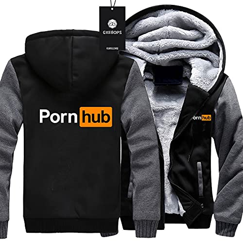 SPONYBORTY Thicken Velvet Hoodie PO.RN_HUB LOGO Printing Cardigan Warme Jacke Männer Frau Casual Sweatshirt Winddichte Daunenjacken Baumwolle/D/M von SPONYBORTY