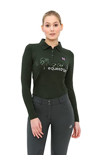 Roxie Sequin Polo Longsleeve (Farbe: Dark Forest; Größe: L) von SPOOKS