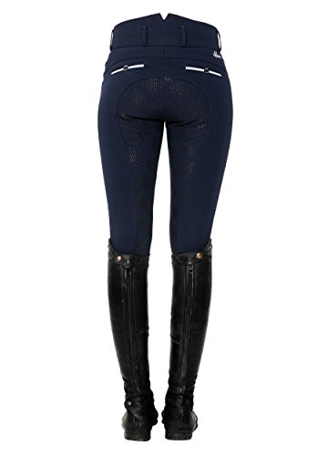 SPOOKS Reithose für Damen Mädchen Kinder, Voll-Besatz Reithosen Leggings Turnierreithose - bequem & stylisch Ricarda Full Grip High Waist - Navy M von SPOOKS