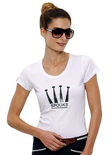 SPOOKS T Shirt für Damen Mädchen Kinder, tailliert Sommer Tshirt mit Aufdruck aus Frotee - bequem & stylisch Crown - XS-XL (M, White) von SPOOKS