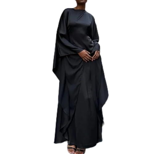 Damen Abaya Kleid für Frühling und Herbst mit Schmetterlingsärmeln Casual Maxi Kleidung (durchschnittliche Größe schwarz) von SPORTARC