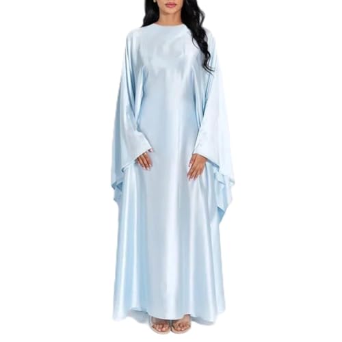 Muslimisches Abaya-Kleid mit Dolman-Schmetterlings-Ärmeln für Damen, modische Frühlings- und Herbstkleidung (durchschnittliche Größe hellblau) von SPORTARC