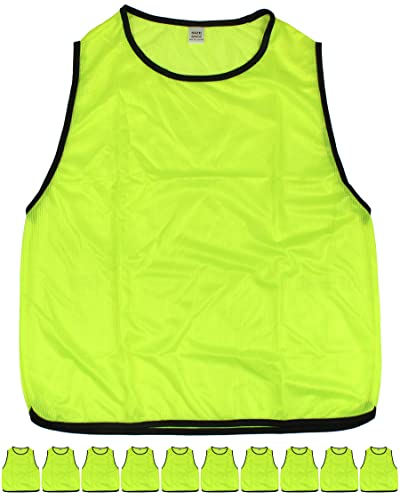 SPORTIKEL24 11 Trainings-Leibchen für Erwachsene – zum Markieren von Mannschaften – Sport Bibs ohne Logo – für Damen & Herren (Neongelb) von SPORTIKEL24