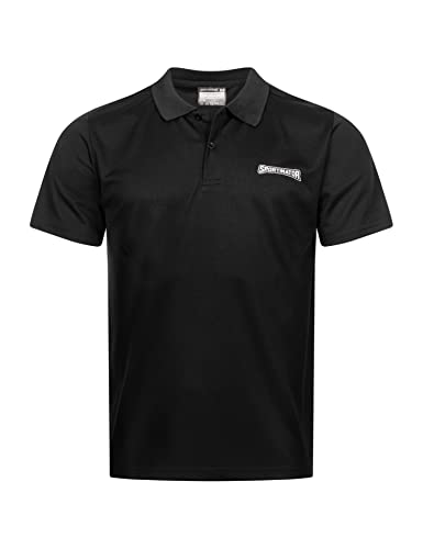 SPORTINATOR® Essentials Herren Trainings- und Fitnessbekleidung aus atmungsaktivem Mesh-Material für Sportaktivitäten. Shirt, Poloshirt oder Shorts (as3, Alpha, l, Regular, Regular, Polo schwarz) von SPORTINATOR