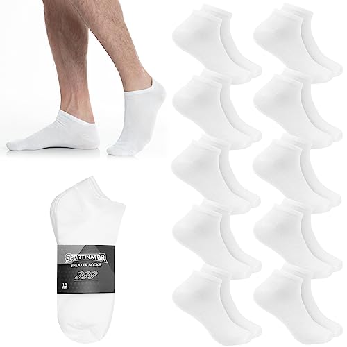 SPORTINATOR Damen Herren Sneakersocken Sportsocken 10 Paar Unisex Crewsocken Set kurze und lange Socken Pack (as3, numeric, numeric_35, numeric_38, regular, regular, kurz weiß) von SPORTINATOR