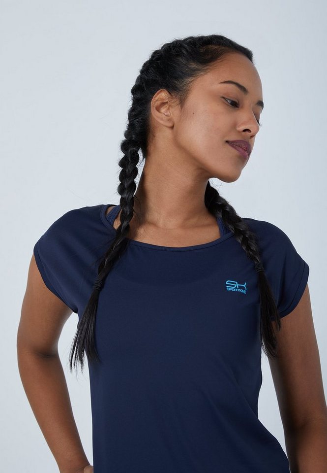 SPORTKIND Funktionsshirt Tennis Loose Fit Shirt Mädchen & Damen navy blau von SPORTKIND