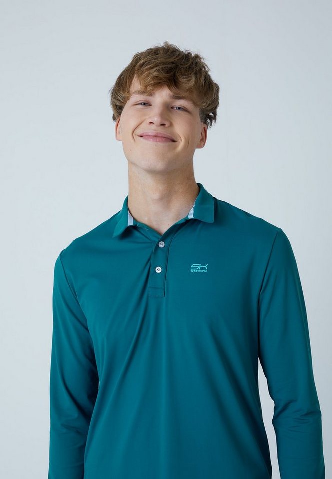 SPORTKIND Funktionsshirt Golf Polo Shirt Langarm Jungen & Herren petrol grün von SPORTKIND