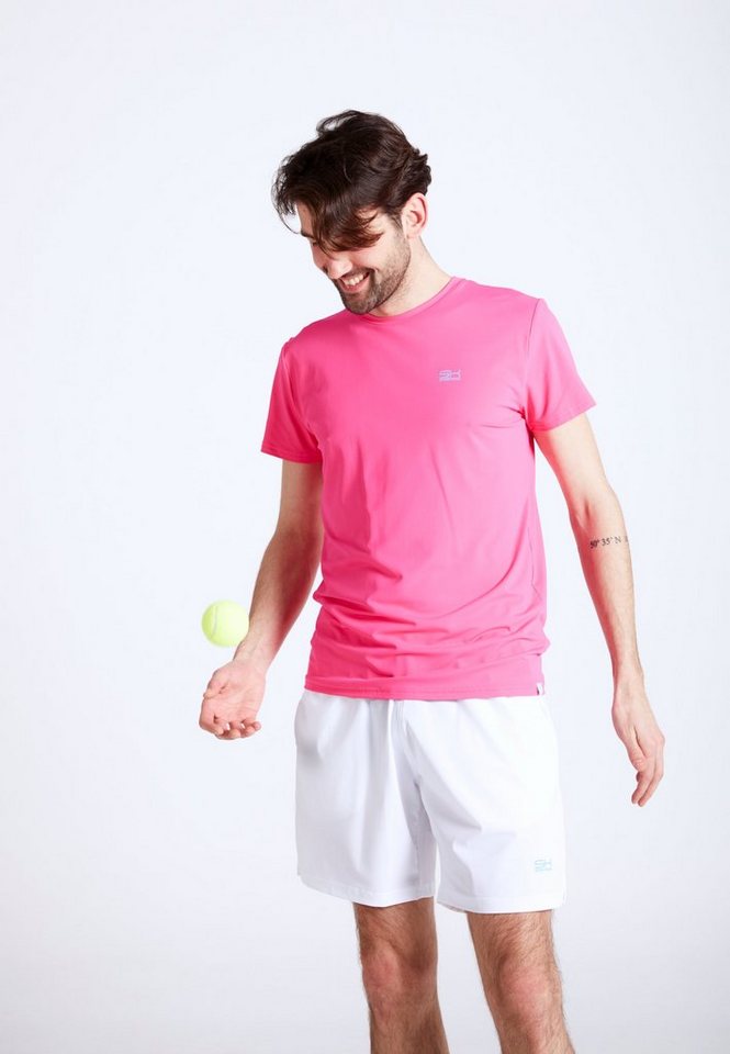 SPORTKIND Funktionsshirt Tennis T-Shirt Rundhals Herren & Jungen hibiscus pink von SPORTKIND