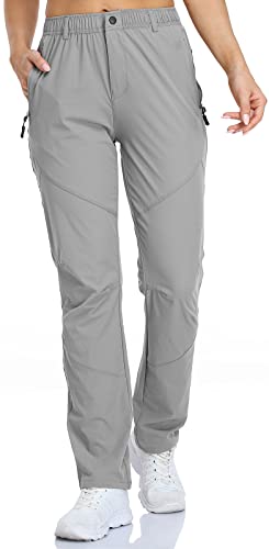Damen Golf Wanderhose Outdoor Schnell Trocknet Leichte Scrub Arbeitshose mit Reißverschlusstaschen, Lightgrey, X-Groß von SPOSULEI