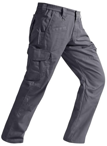 SPOSULEI Cargohose Herren Leichte Outdoor Wanderhose Arbeitshosen Männer Ripstop Taktische Hose Sommer mit Multi Taschen Dunkelgrau 34Wx32L von SPOSULEI