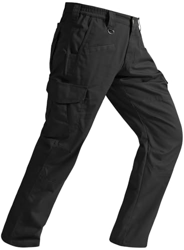 SPOSULEI Taktische Hose Herren Ripstop Cargohose Leichte Outdoor Wanderhose Arbeitshosen wasserdichte Militär Safari Hose Mit 9 Taschen Schwarz 30Wx32L von SPOSULEI