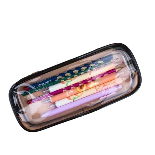 Durchsichtige Tasche Damen Kosmetiktasche Transparent Reisezubehör Make-up Reißverschluss Wasserdicht for Studentin PVC Pinsel Federmäppchen Beutel FüR Die Schule(Black) von SPPEOUKJ