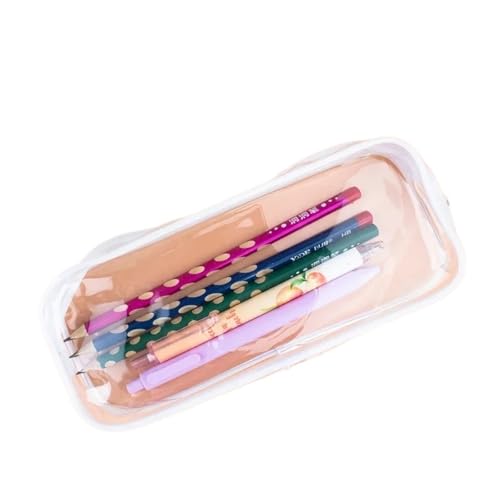 Durchsichtige Tasche Damen Kosmetiktasche Transparent Reisezubehör Make-up Reißverschluss Wasserdicht for Studentin PVC Pinsel Federmäppchen Beutel FüR Die Schule(White) von SPPEOUKJ