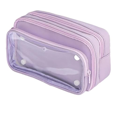 Durchsichtige Tasche Transparente Bleistifttasche DIY-Materialien New Boy Große Bleistifttasche Schreibwaren-Federmäppchen for Mädchen Zurück zur Schule FüR Die Schule(Purple) von SPPEOUKJ