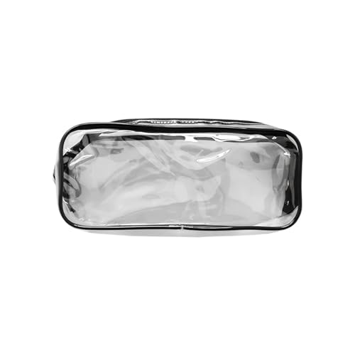 Durchsichtige Tasche Transparente Kosmetiktasche mit Reißverschluss, PVC-Kosmetiktasche mit großer Kapazität, Bleistifttasche, Reisekosmetiktasche, Schreibwaren for das Schulbüro FüR Die Schule(Black) von SPPEOUKJ