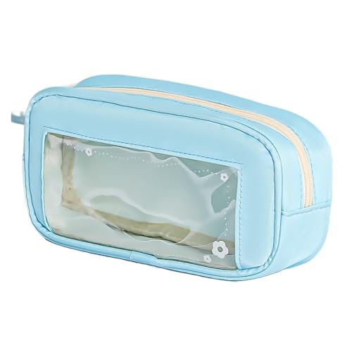 SPPEOUKJ Durchsichtige Tasche Floral Pen Tasche Reißverschluss Design Transparent Bleistift Fall Große Capaci FüR Die Schule(Blue) von SPPEOUKJ