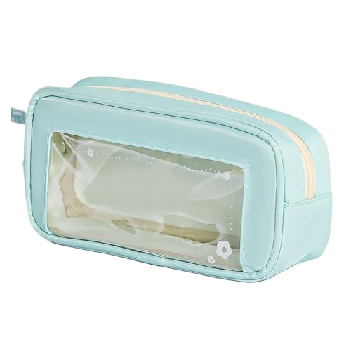 SPPEOUKJ Durchsichtige Tasche Floral Pen Tasche Reißverschluss Design Transparent Bleistift Fall Große Capaci FüR Die Schule(Green) von SPPEOUKJ