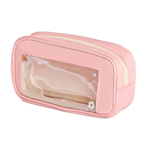 SPPEOUKJ Durchsichtige Tasche Floral Pen Tasche Reißverschluss Design Transparent Bleistift Fall Große Capaci FüR Die Schule(Pink) von SPPEOUKJ