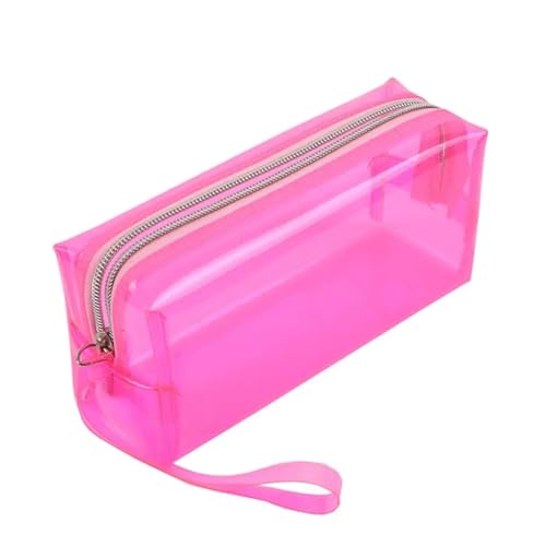 SPPEOUKJ Durchsichtige Tasche Kreative PVC-Malpinsel-Schreibwaren-Schreibwarentasche Transparente Stifte-Aufbewahrungstasche Stifthalter-Tasche Kosmetiktasche Federmäppchen FüR Die Schule(L Pink) von SPPEOUKJ