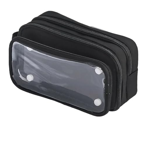 SPPEOUKJ Durchsichtige Tasche Transparente Bleistifttasche DIY-Materialien New Boy Große Bleistifttasche Schreibwaren-Federmäppchen for Mädchen Zurück zur Schule FüR Die Schule(Black) von SPPEOUKJ
