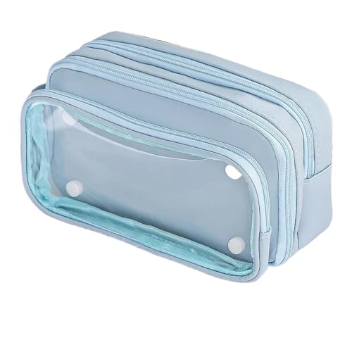 SPPEOUKJ Durchsichtige Tasche Transparente Bleistifttasche DIY-Materialien New Boy Große Bleistifttasche Schreibwaren-Federmäppchen for Mädchen Zurück zur Schule FüR Die Schule(Blue) von SPPEOUKJ