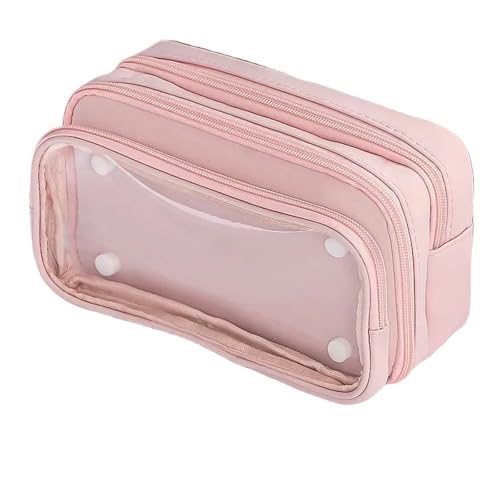 SPPEOUKJ Durchsichtige Tasche Transparente Bleistifttasche DIY-Materialien New Boy Große Bleistifttasche Schreibwaren-Federmäppchen for Mädchen Zurück zur Schule FüR Die Schule(Pink) von SPPEOUKJ