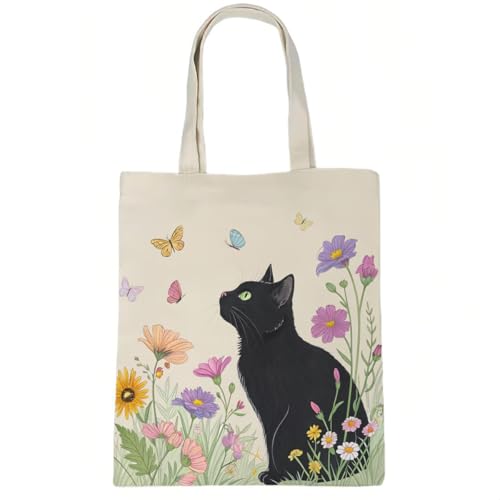 SPPEOUKJ Katzen-Canvas-Tragetasche für Damen, ästhetisches Kunst-Design, lässige Katzentasche, B SPPEOUKJ Katzen-Canvas-Tragetasche für Damen, ästhetisches Kunst-Design, lässige Katzentasche, B von SPPEOUKJ