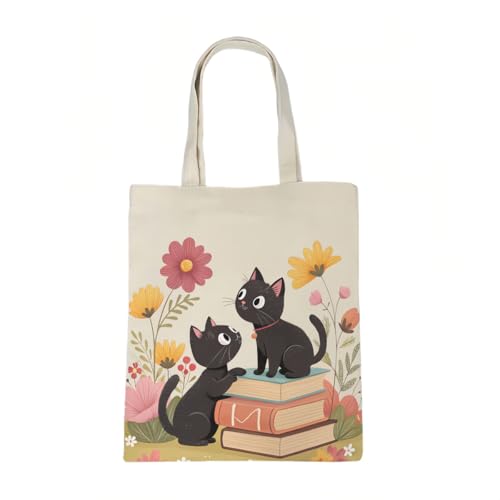 SPPEOUKJ Katzen-Canvas-Tragetasche für Damen, ästhetisches Kunst-Design, lässige Katzentasche, D, 14" x 1" x 16" SPPEOUKJ Katzen-Canvas-Tragetasche für Damen, ästhetisches Kunst-Design, lässige Katzentasche, D, 14" x 1" x 16" von SPPEOUKJ