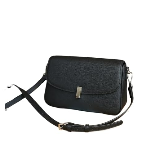 SPPEOUKJ Umhängetasche Damen Handtasche Echtleder Vielseitige Kleine Quadratische Tasche Kopfschicht Rindsleder Unterarmtasche Schultertasche For kleine Umhängetasche(Black) von SPPEOUKJ
