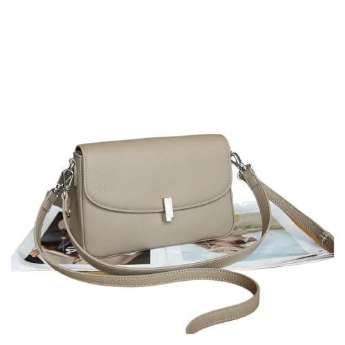 SPPEOUKJ Umhängetasche Damen Handtasche Echtleder Vielseitige Kleine Quadratische Tasche Kopfschicht Rindsleder Unterarmtasche Schultertasche For kleine Umhängetasche(Grey) von SPPEOUKJ