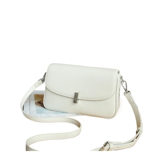 SPPEOUKJ Umhängetasche Damen Handtasche Echtleder Vielseitige Kleine Quadratische Tasche Kopfschicht Rindsleder Unterarmtasche Schultertasche For kleine Umhängetasche(White) von SPPEOUKJ