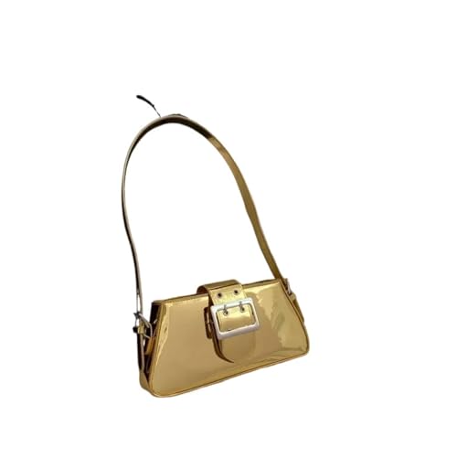 SPPEOUKJ Umhängetasche Damen Handtaschen Schultertasche Design Glanzleder Achseltasche Party Handtasche Lackleder Silber Tasche For kleine Umhängetasche(Gold) von SPPEOUKJ