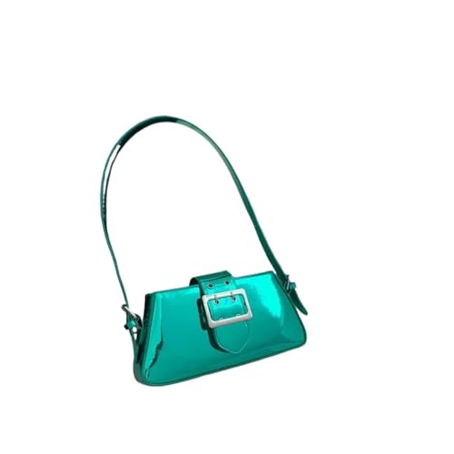 SPPEOUKJ Umhängetasche Damen Handtaschen Schultertasche Design Glanzleder Achseltasche Party Handtasche Lackleder Silber Tasche For kleine Umhängetasche(Green) von SPPEOUKJ
