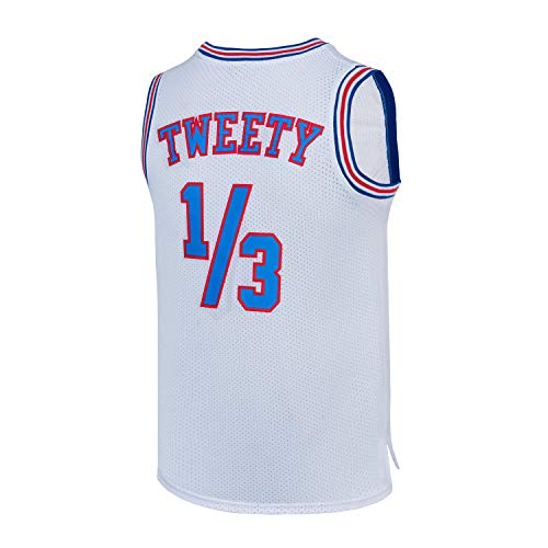 SPPOTY Herren Basketball-Trikot 1/3 Tweety Space Moive Trikot 90S Weiß/Schwarz - Weiß - Groß von SPPOTY