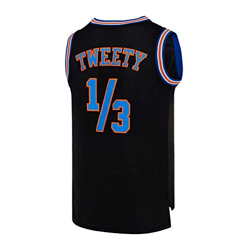 SPPOTY Herren Basketball-Trikot 1/3 Tweety Space Moive Trikot 90S Weiß / Schwarz - Schwarz - Klein von SPPOTY