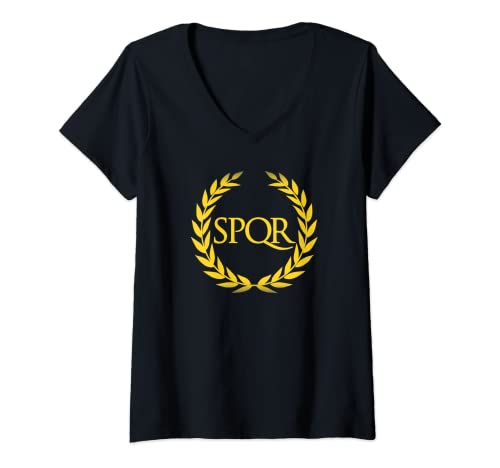 Damen SPQR Shirt Lila I Senatus Populus Que Romanus T-Shirt mit V-Ausschnitt von SPQR Shirt Lila